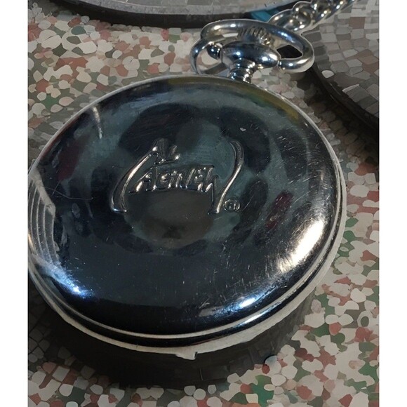 Al Agnew Wolf Men's Pocket Watch Silver Tone With Chain & Clip Needs New Battery - Picture 5 of 8